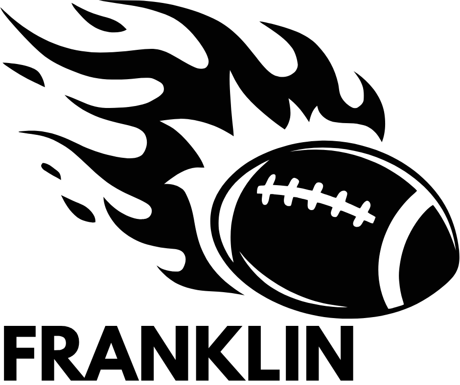 Flaming Football silhouette vinyl graphic with name