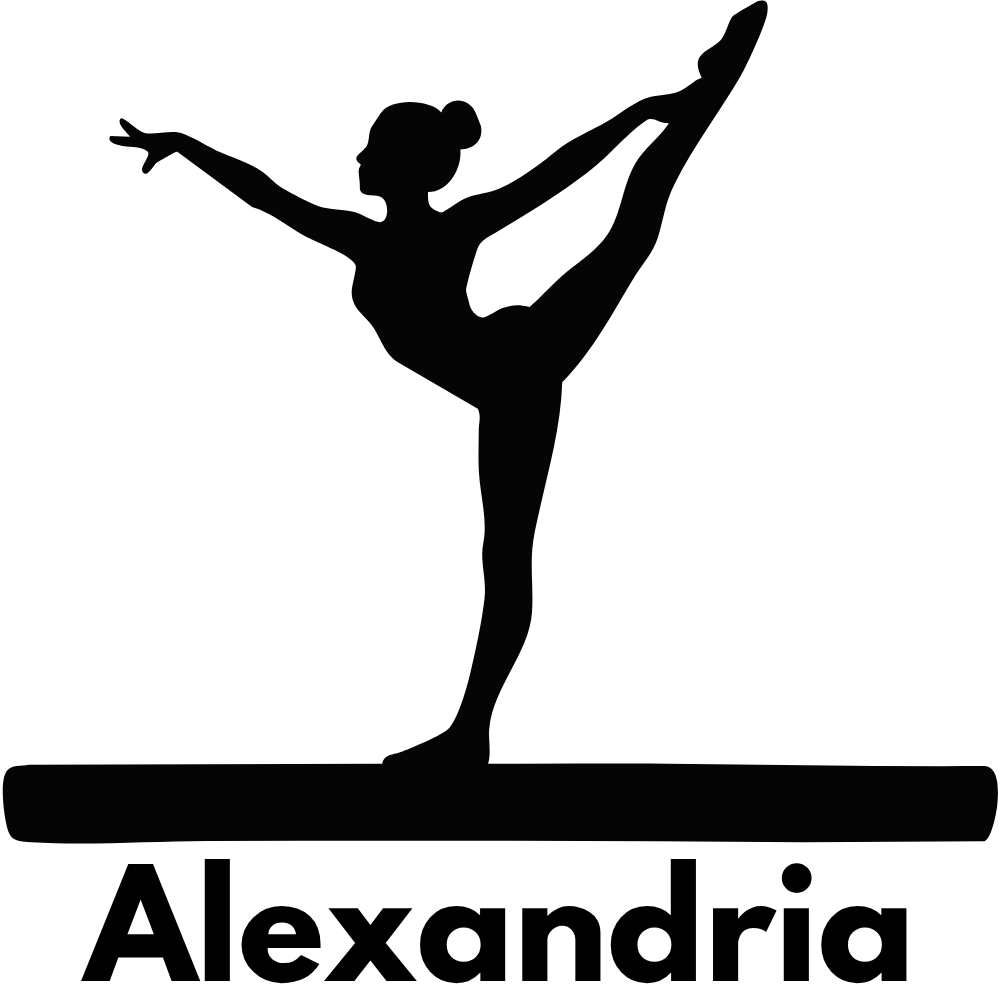 Girl on Balance Beam. Graphic For Gymnastics Collection