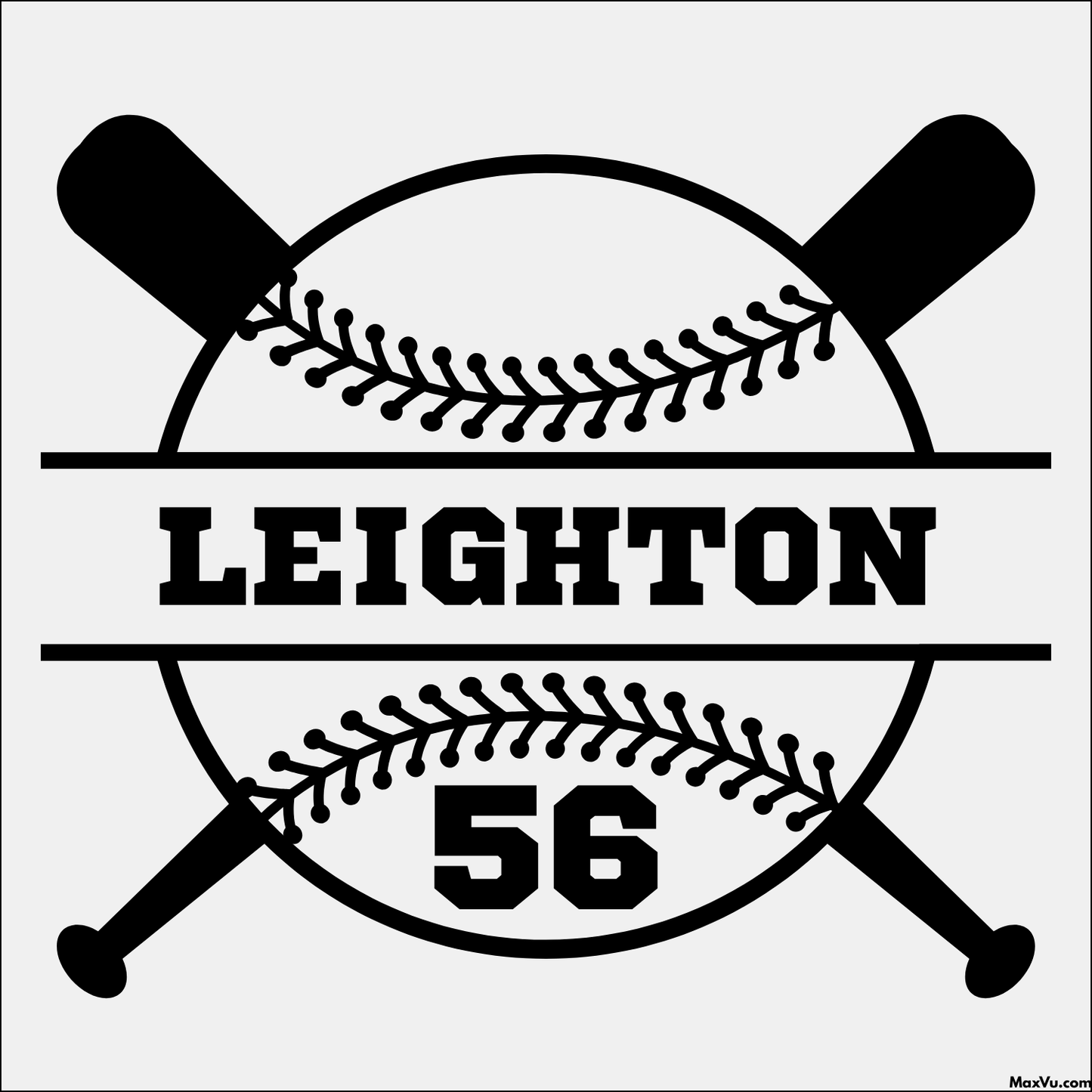 Personalized Baseball Wall Graphic – Crossed Bats Design (Custom Name & Number)