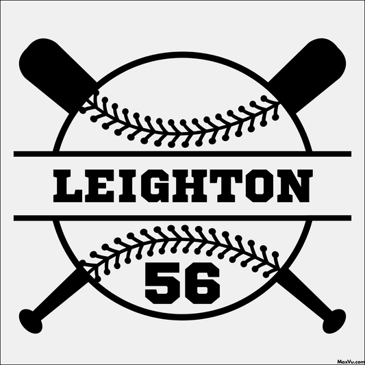 Personalized Baseball Wall Graphic – Crossed Bats Design (Custom Name & Number)