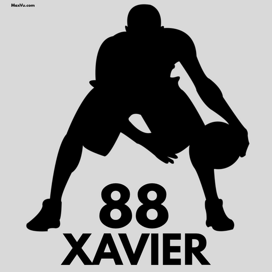 Basketball Crossover Dribbling Wall Graphic – Custom Name & Jersey Number Sports Silhouette