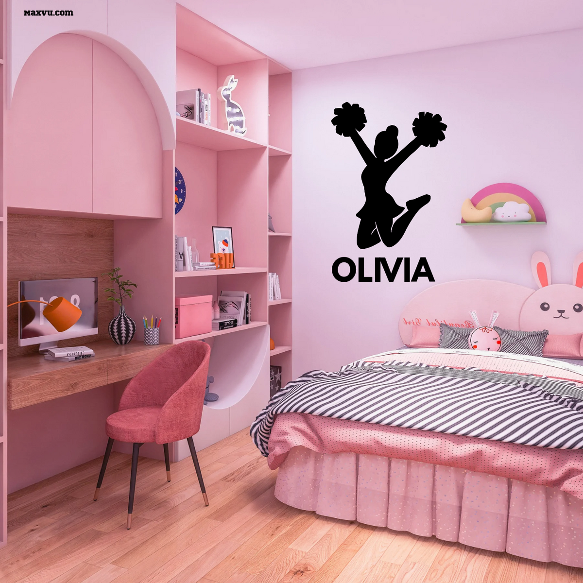 Cheerleader Jump Wall Graphic – w Personalized Name