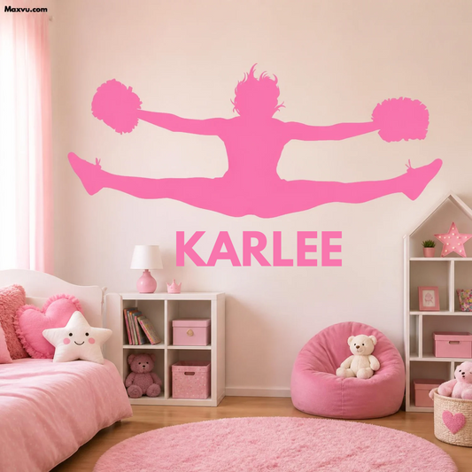 Cheerleader Jump Split Wall Graphic – w Personalized Name