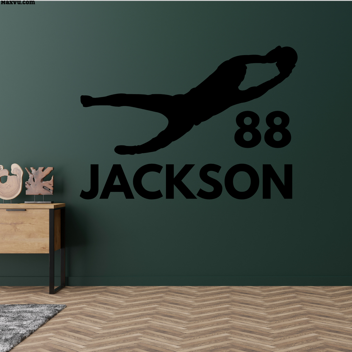 Custom Football Wide Receiver Wall Sticker – Personalized Name & Number Sports Decor