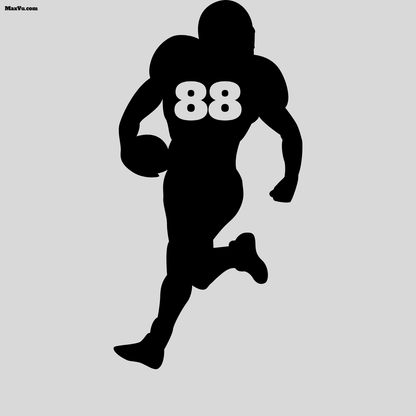 Black Silohuette of Football Running Back with a number on his chest. 