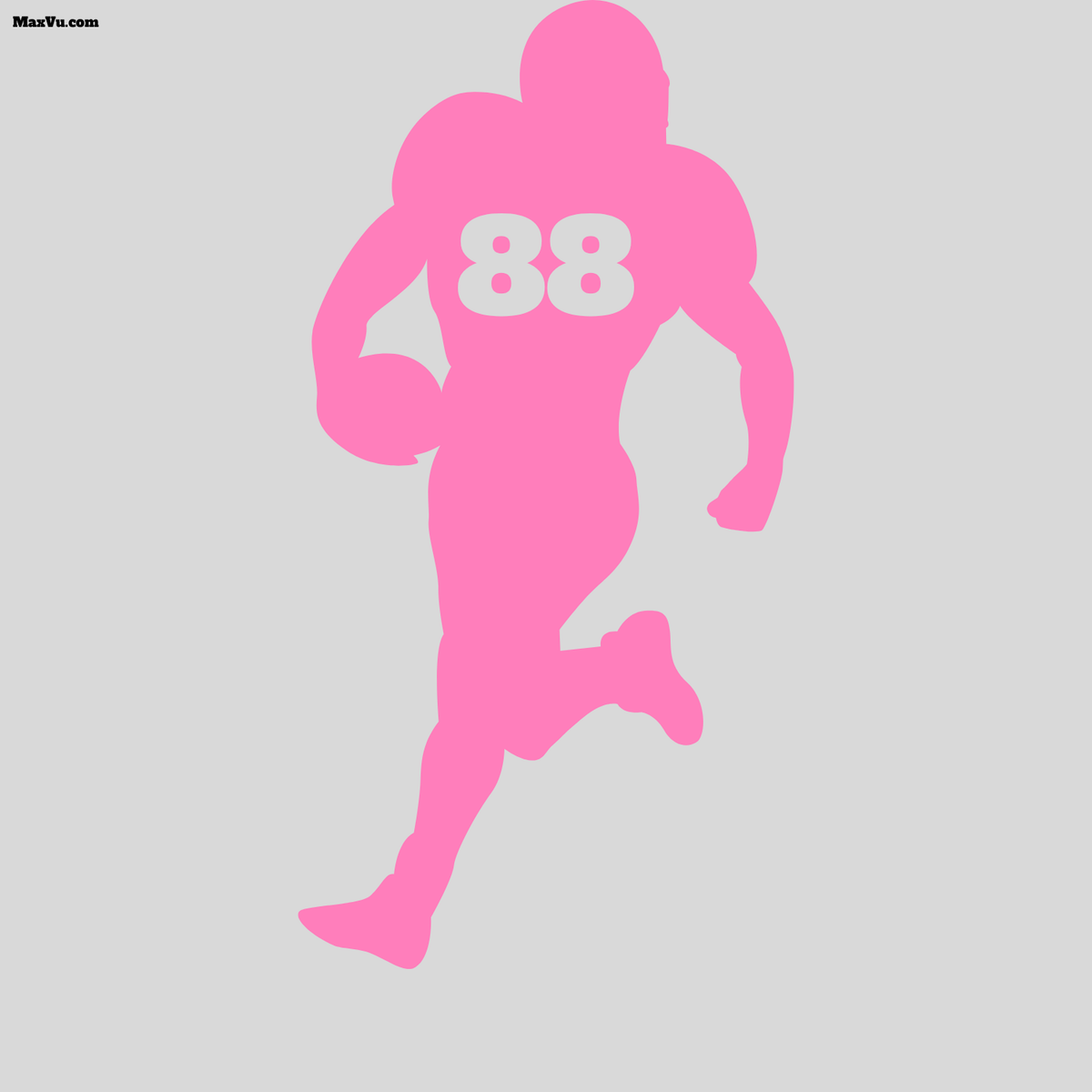 Pink Silohuette of Football Running Back with a number on his chest. 