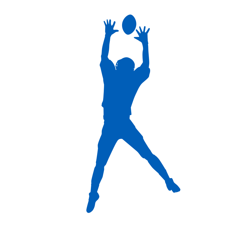 Football Player Jumping for Catch Wall Decal – Custom Name & Jersey Number Cutout