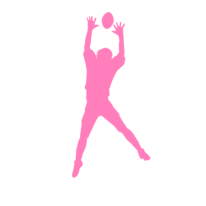 Football Player Jumping for Catch Wall Decal – Custom Name & Jersey Number Cutout