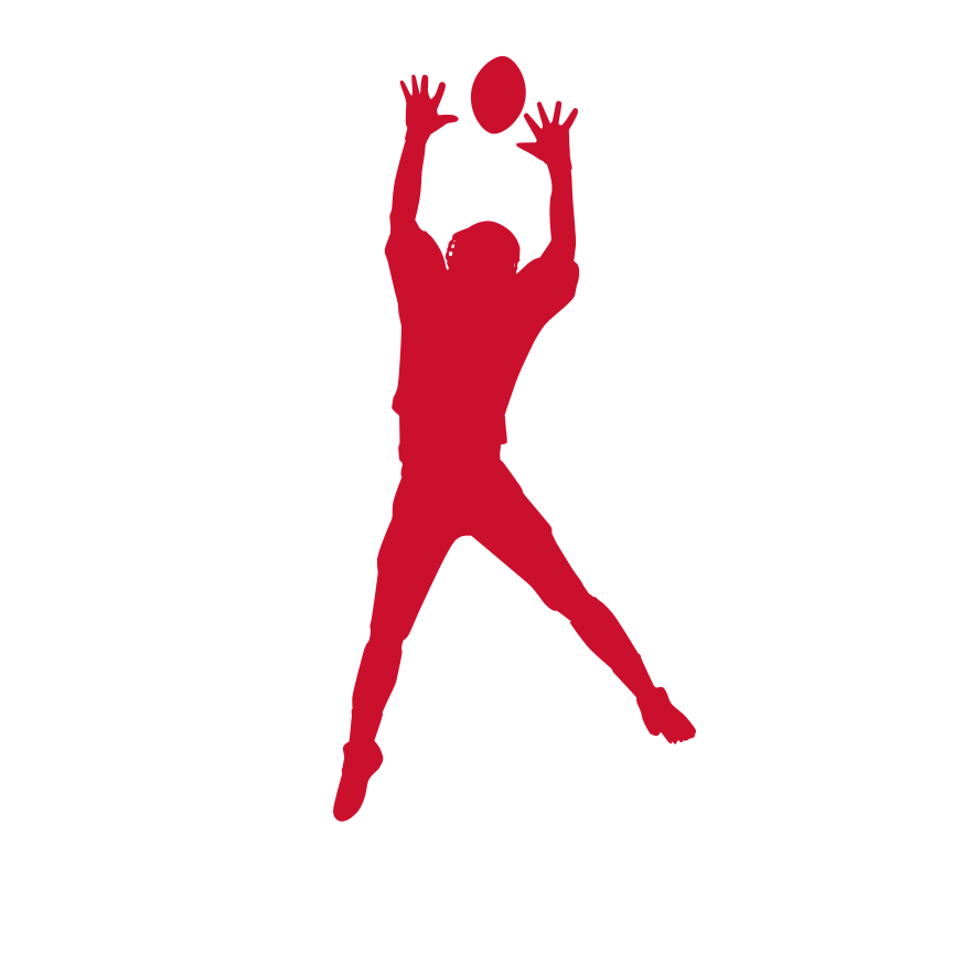 Football Player Jumping for Catch Wall Decal – Custom Name & Jersey Number Cutout