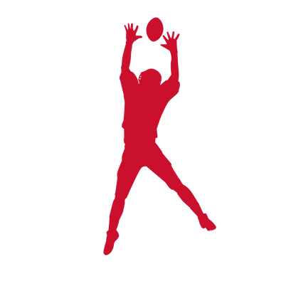 Football Player Jumping for Catch Wall Decal – Custom Name & Jersey Number Cutout
