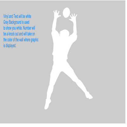 Football Player Jumping for Catch Wall Decal – Custom Name & Jersey Number Cutout
