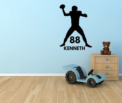 Football Quarterback Silhouette Wall Art – Personalized Name & Jersey Number