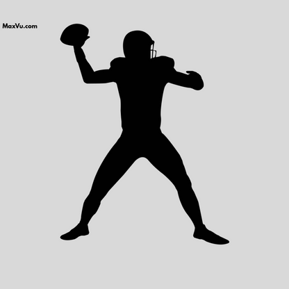 Football Quarterback Silhouette Wall Art – Personalized Name & Jersey Number