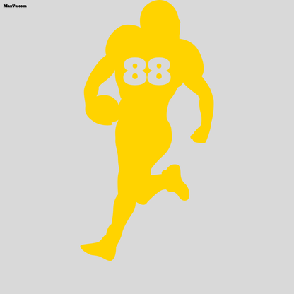 Yellow Silohuette of Football Running Back with a number on his chest. 