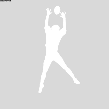 Football Player Jumping for Catch Wall Decal – Custom Name & Jersey Number Cutout