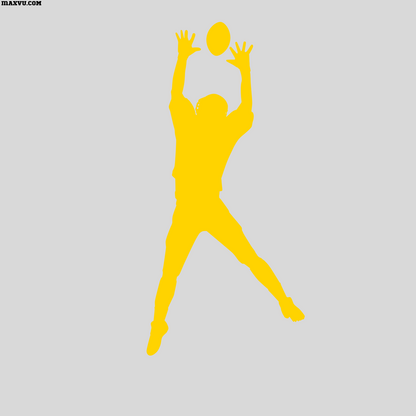 Football Player Jumping for Catch Wall Decal – Custom Name & Jersey Number Cutout