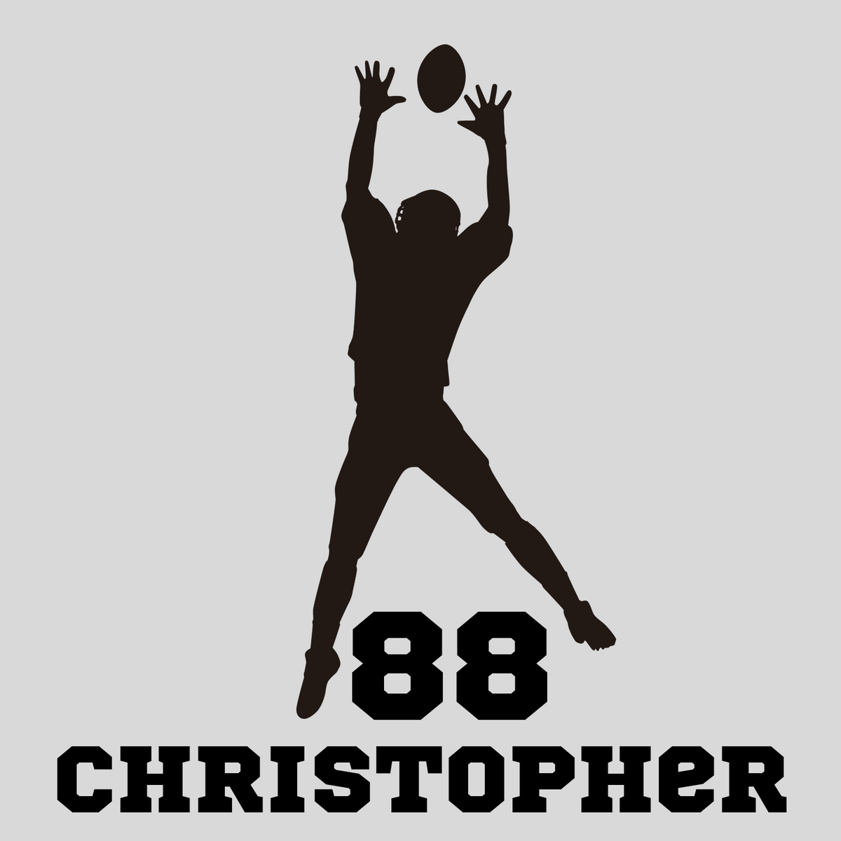 Football Player Jumping for Catch Wall Decal – Custom Name & Jersey Number Cutout
