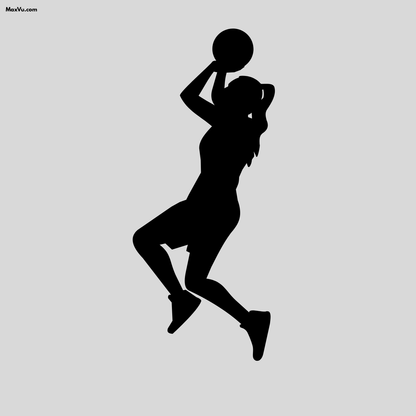 Girls Basketball Silhouette Wall Decal – Personalized Name & Jersey Number