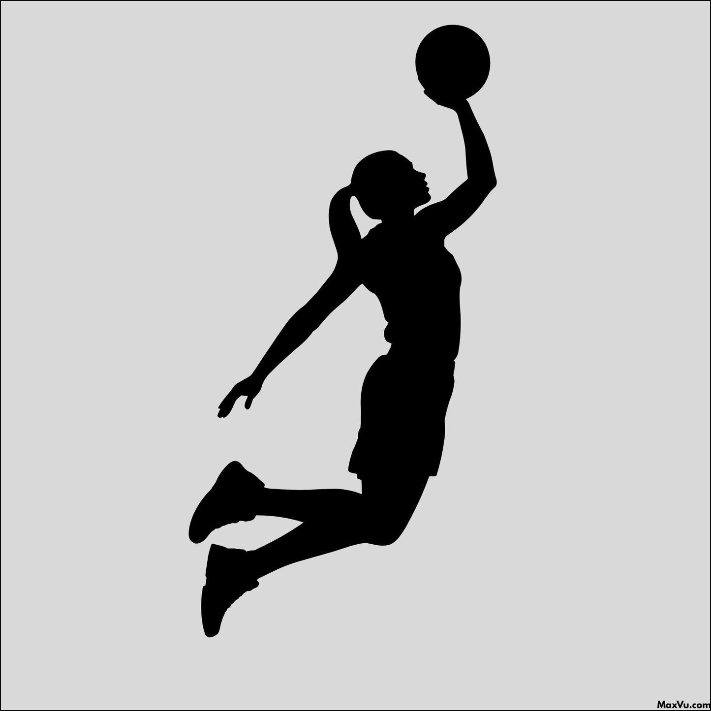 Girl Basketball Player Soaring Wall Decal – Custom Name & Jersey Number Sports Silhouette