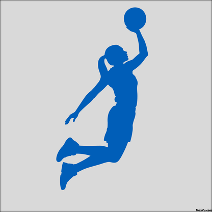 Girl Basketball Player Soaring Wall Decal – Custom Name & Jersey Number Sports Silhouette