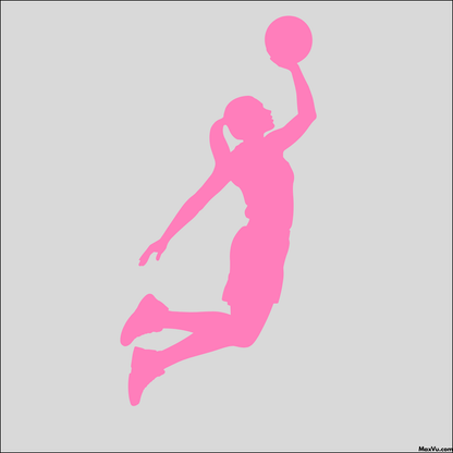 Girl Basketball Player Soaring Wall Decal – Custom Name & Jersey Number Sports Silhouette