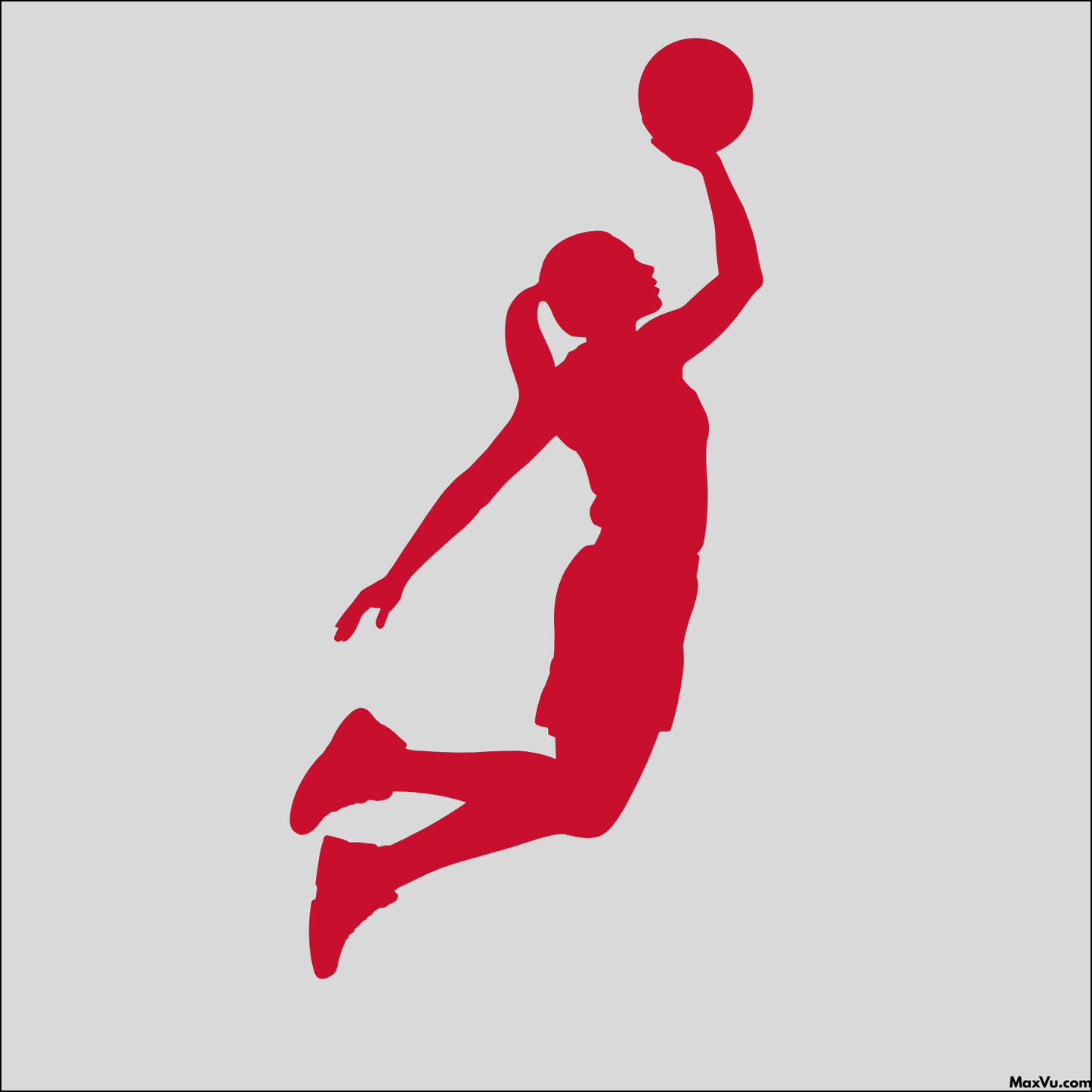 Girl Basketball Player Soaring Wall Decal – Custom Name & Jersey Number Sports Silhouette
