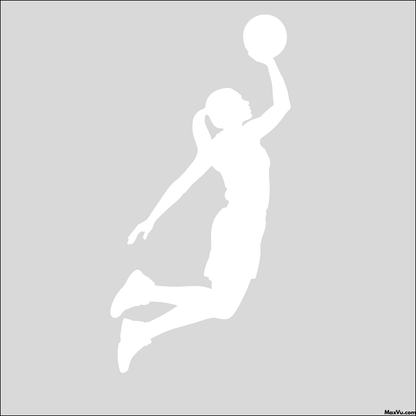 Girl Basketball Player Soaring Wall Decal – Custom Name & Jersey Number Sports Silhouette