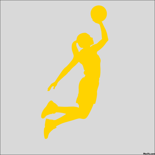 Girl Basketball Player Soaring Wall Decal – Custom Name & Jersey Number Sports Silhouette