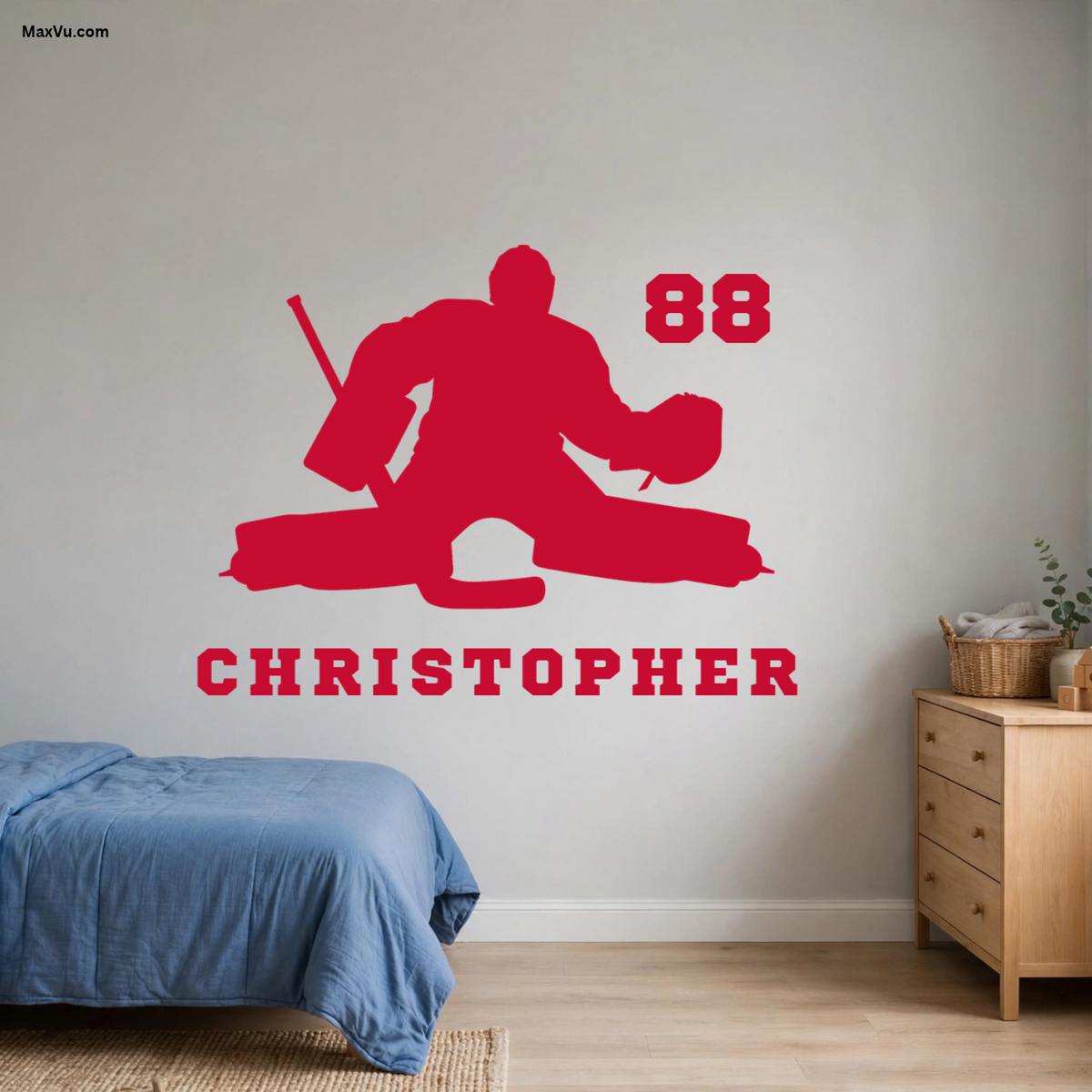 Hockey Goalie Butterfly Save Wall Graphic – Custom Name & Number