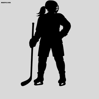 Girl Hockey Player Wall Graphic – Custom Name & Jersey Number Ice Skater Silhouette