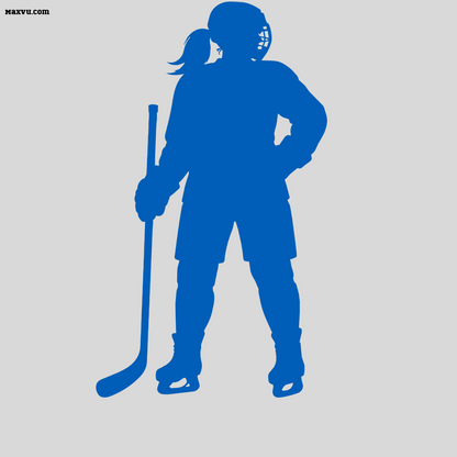 Girl Hockey Player Wall Graphic – Custom Name & Jersey Number Ice Skater Silhouette