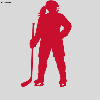 Girl Hockey Player Wall Graphic – Custom Name & Jersey Number Ice Skater Silhouette