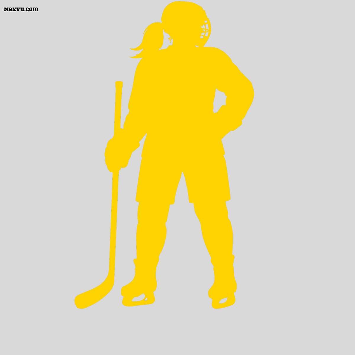 Girl Hockey Player Wall Graphic – Custom Name & Jersey Number Ice Skater Silhouette