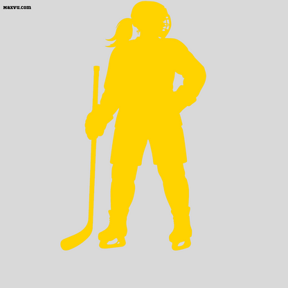 Girl Hockey Player Wall Graphic – Custom Name & Jersey Number Ice Skater Silhouette
