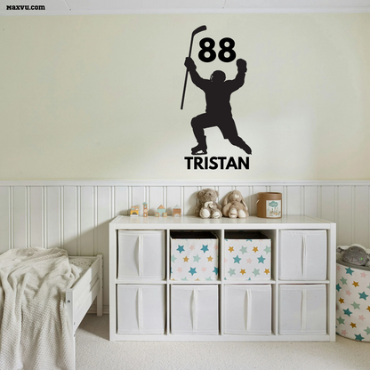 Hockey Goal Celebration Wall Graphic – Custom Name & Number