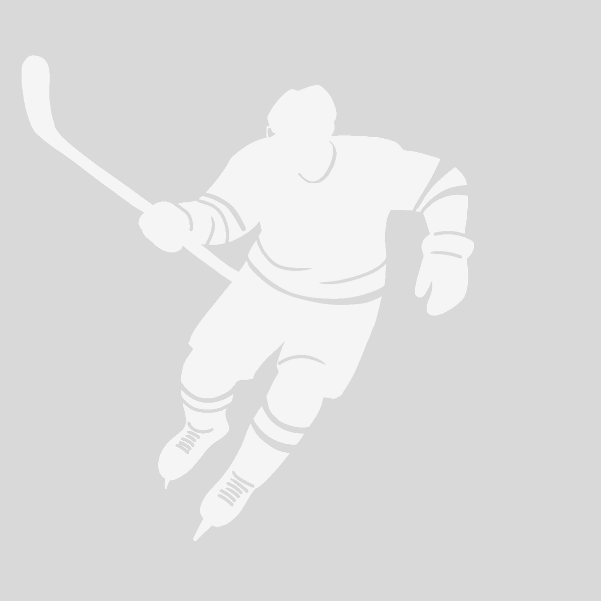 Personalized white hockey player skating wall graphic with custom name and number – removable vinyl