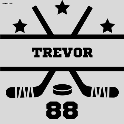 Crossed Hockey Sticks Wall Graphic – Custom Name & Jersey Number Hockey Silhouette