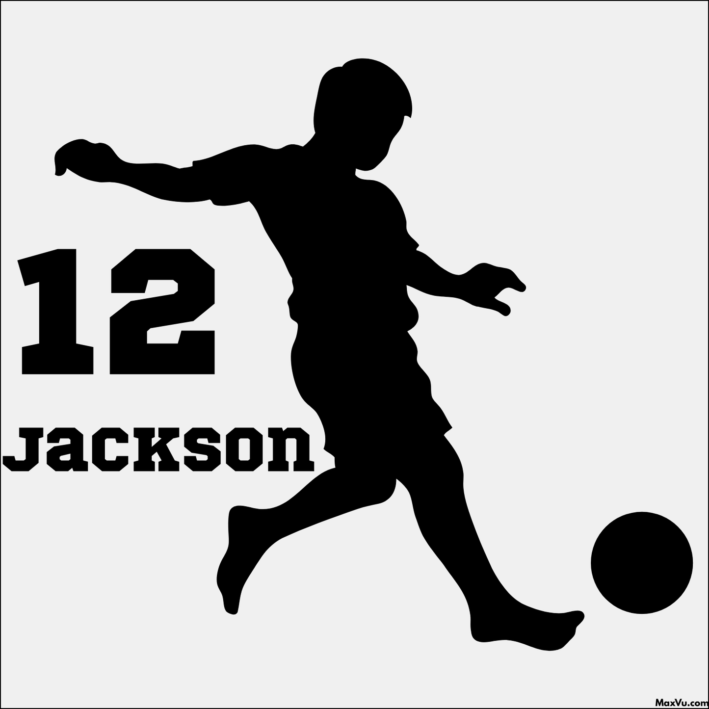Soccer Boy Kicking Pose Personalized Wall Graphic (Name & Number)