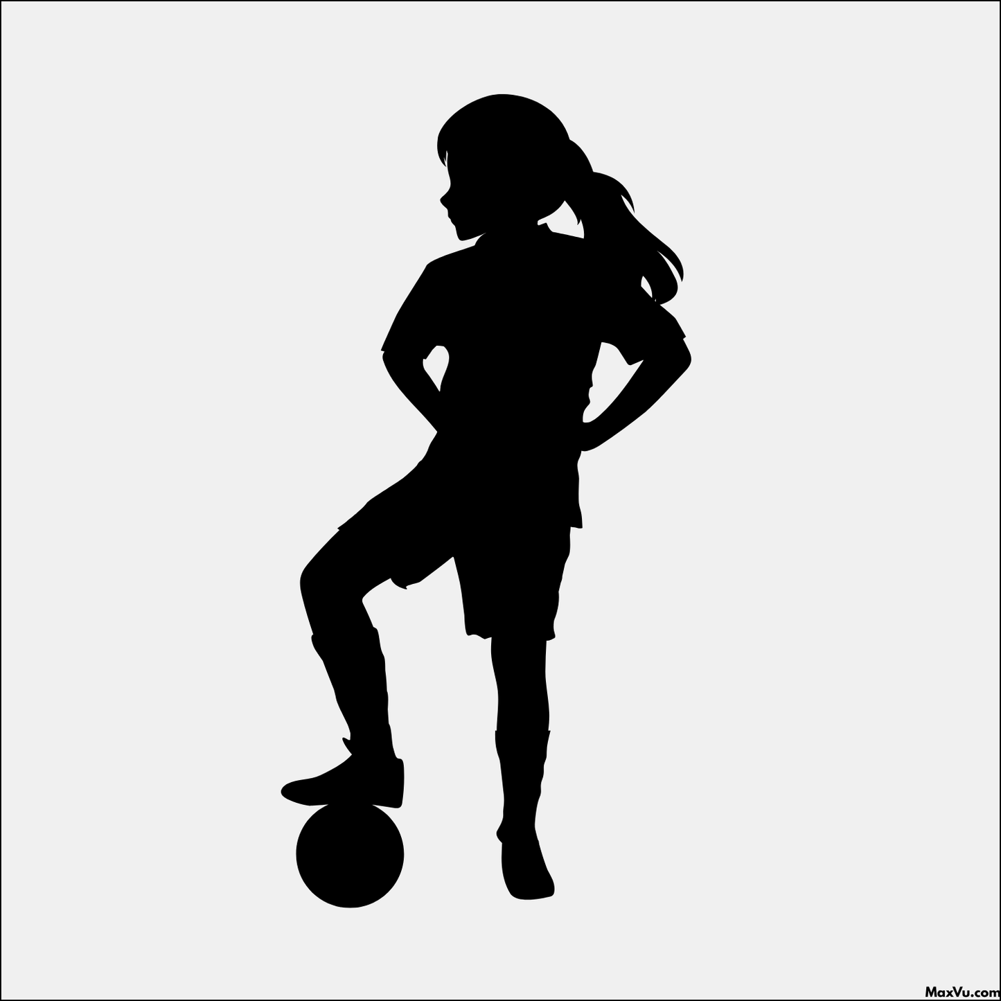 Custom Soccer Girl Wall Graphic – Foot on Ball Pose with Name & Number