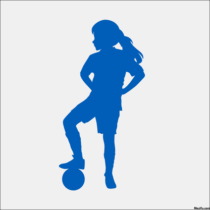 Custom Soccer Girl Wall Graphic – Foot on Ball Pose with Name & Number