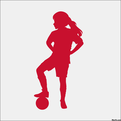 Custom Soccer Girl Wall Graphic – Foot on Ball Pose with Name & Number