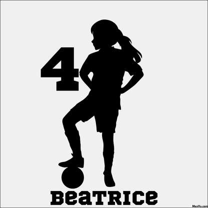 Custom Soccer Girl Wall Graphic – Foot on Ball Pose with Name & Number