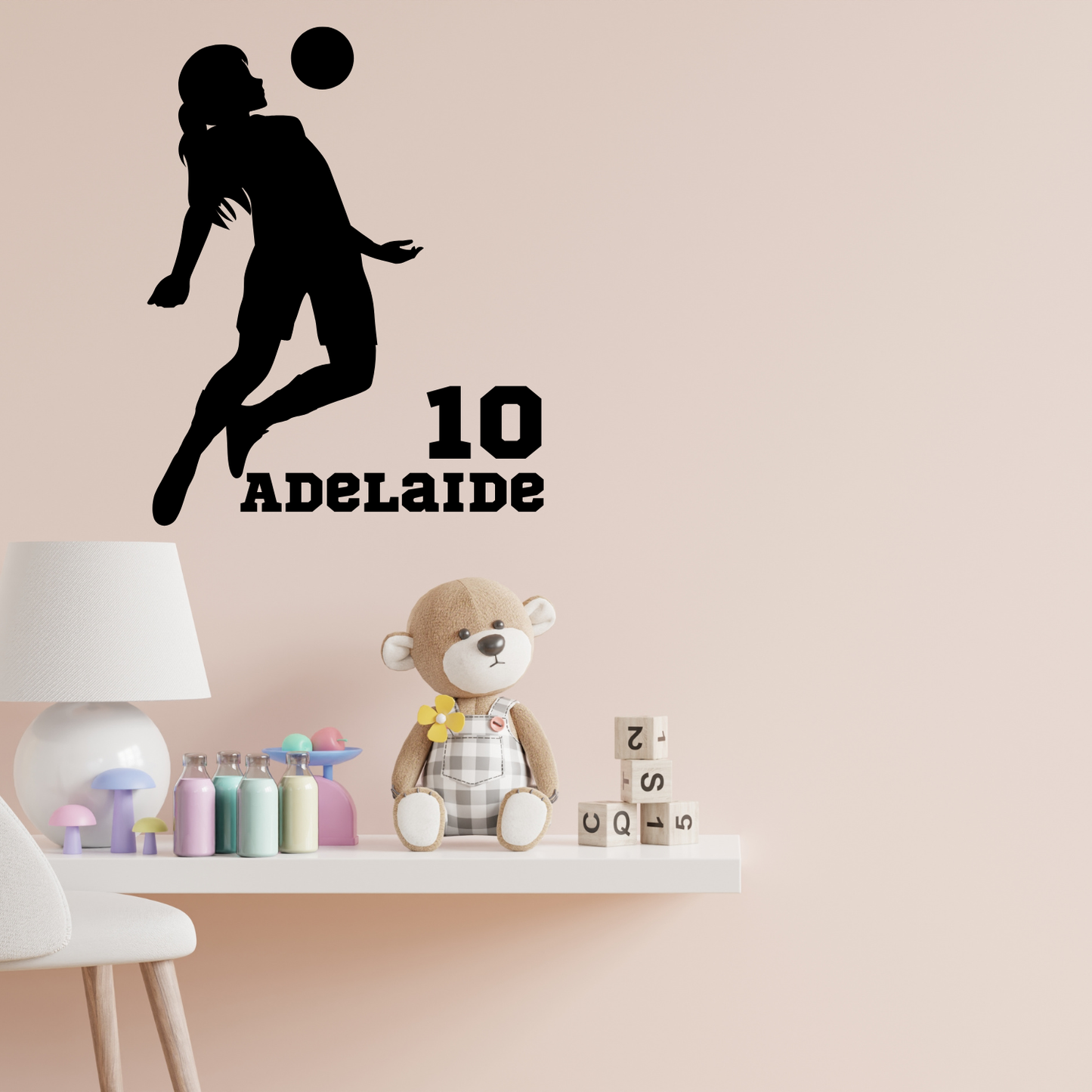 Soccer Girl Chest Trap Wall Decal – Personalized Name & Number