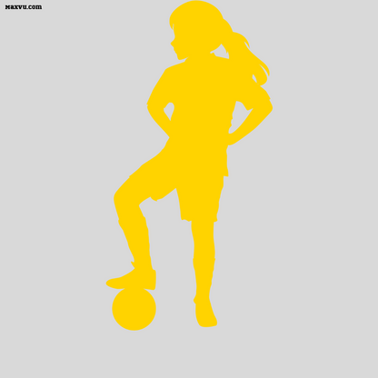 Custom Soccer Girl Wall Graphic – Foot on Ball Pose with Name & Number